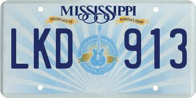 MS license plate LKD913