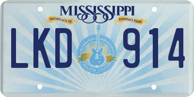 MS license plate LKD914