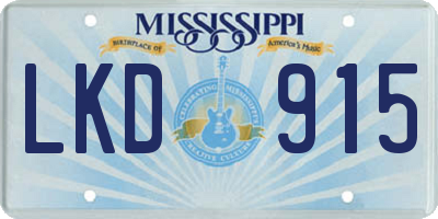 MS license plate LKD915