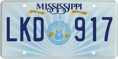 MS license plate LKD917