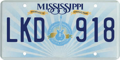 MS license plate LKD918
