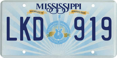 MS license plate LKD919