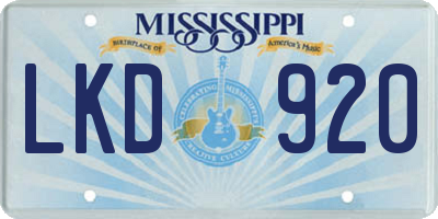 MS license plate LKD920
