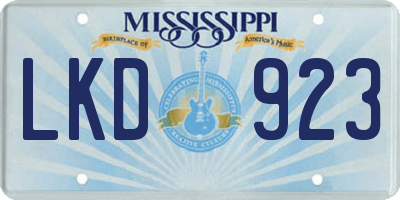 MS license plate LKD923