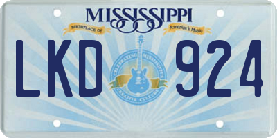 MS license plate LKD924