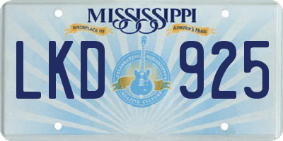 MS license plate LKD925