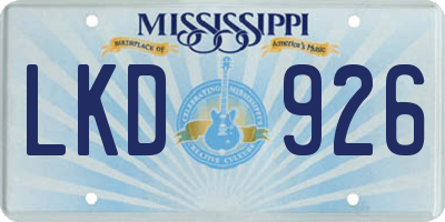 MS license plate LKD926