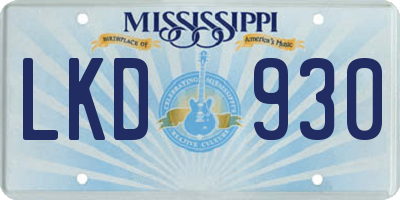 MS license plate LKD930