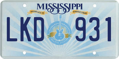 MS license plate LKD931