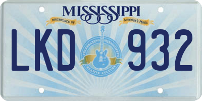 MS license plate LKD932