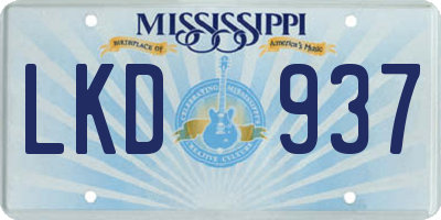 MS license plate LKD937
