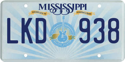 MS license plate LKD938