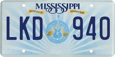 MS license plate LKD940
