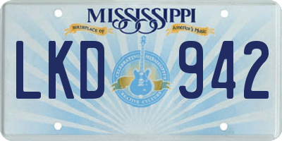 MS license plate LKD942