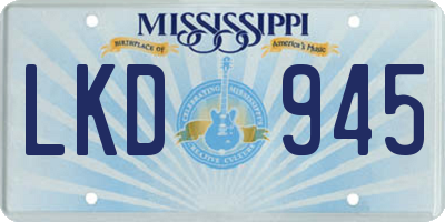 MS license plate LKD945