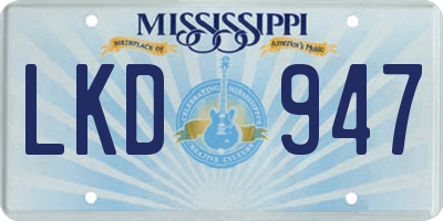 MS license plate LKD947