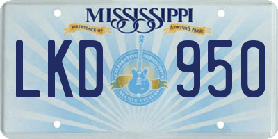 MS license plate LKD950