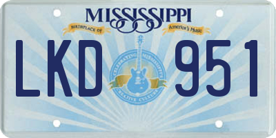 MS license plate LKD951