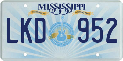 MS license plate LKD952