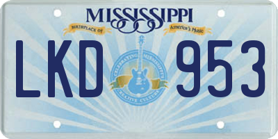 MS license plate LKD953