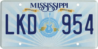 MS license plate LKD954