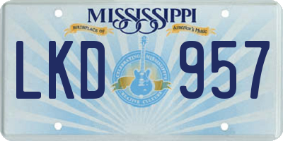 MS license plate LKD957