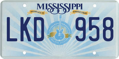 MS license plate LKD958