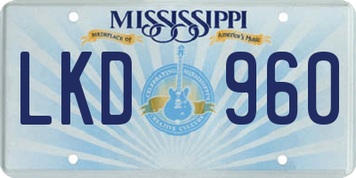MS license plate LKD960