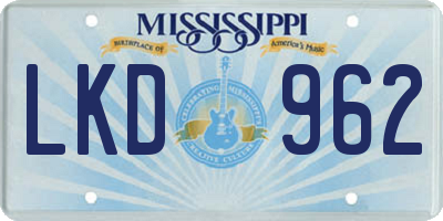 MS license plate LKD962