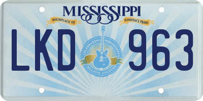 MS license plate LKD963
