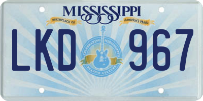 MS license plate LKD967