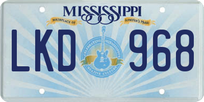 MS license plate LKD968