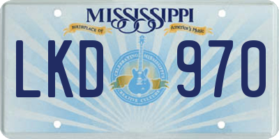 MS license plate LKD970