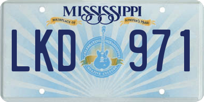MS license plate LKD971