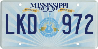 MS license plate LKD972