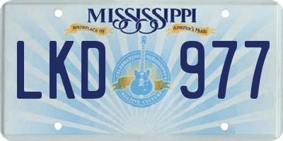 MS license plate LKD977