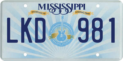 MS license plate LKD981
