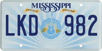 MS license plate LKD982