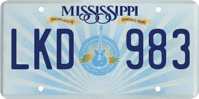 MS license plate LKD983