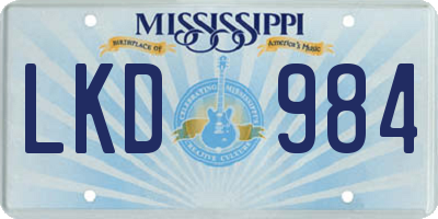 MS license plate LKD984