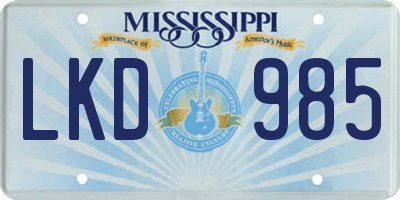 MS license plate LKD985