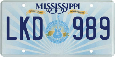 MS license plate LKD989