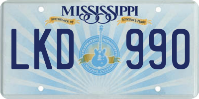 MS license plate LKD990