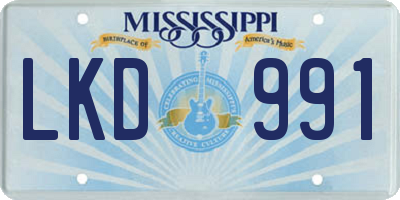 MS license plate LKD991