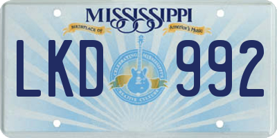 MS license plate LKD992