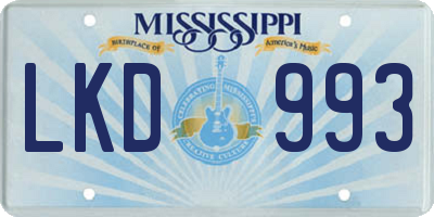 MS license plate LKD993