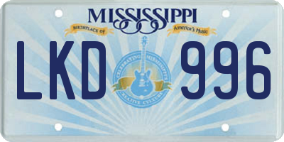 MS license plate LKD996