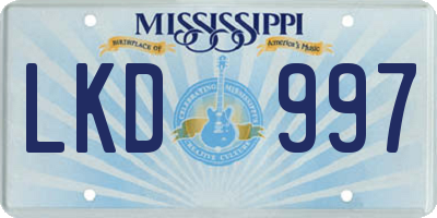MS license plate LKD997