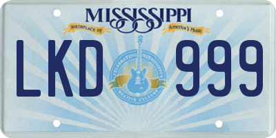MS license plate LKD999