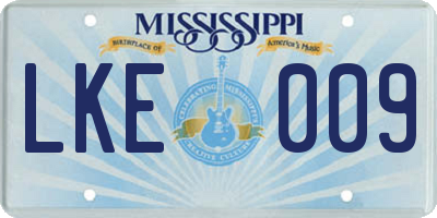 MS license plate LKE009